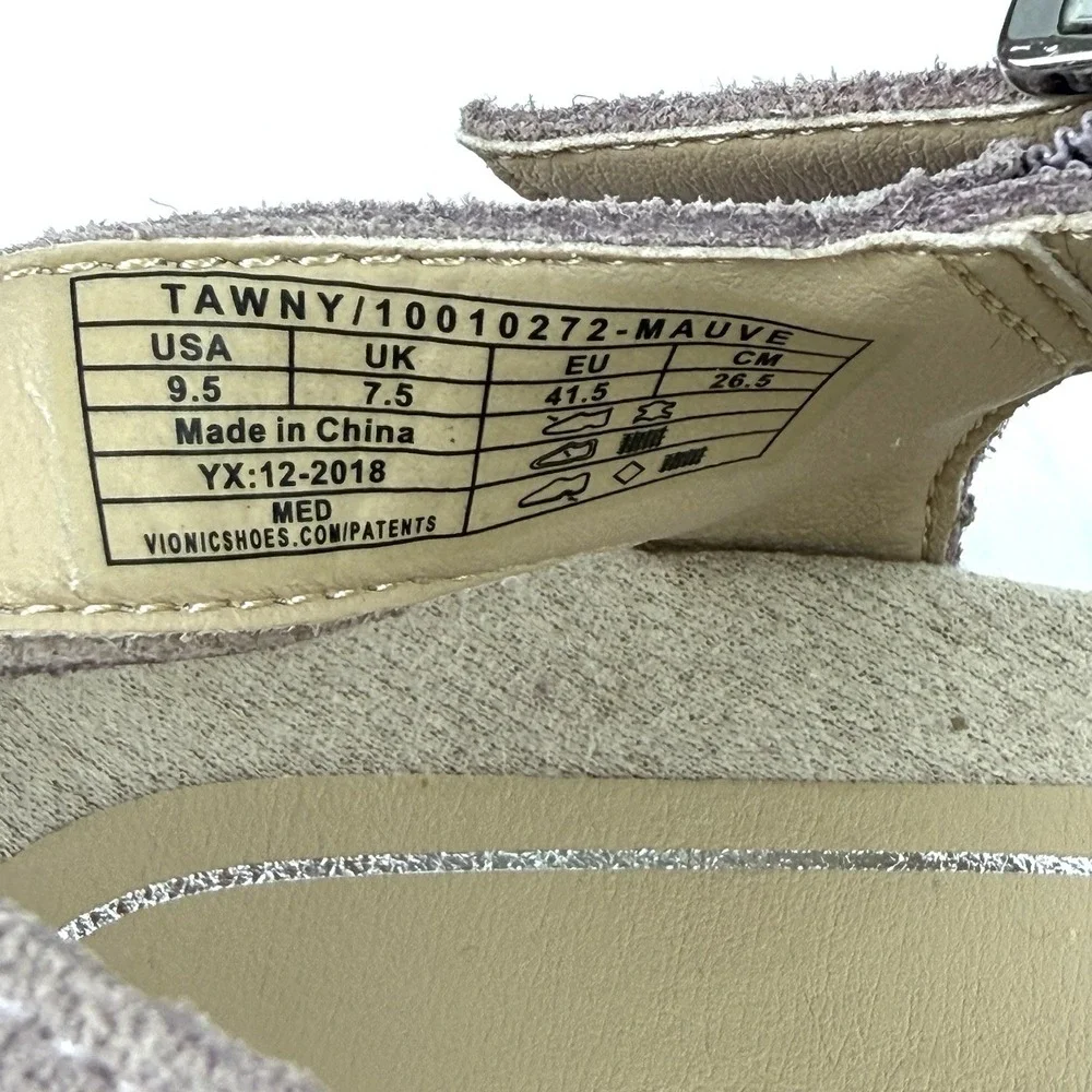 Vionic Tawny Sandals 9.5 Mauve Suede Strappy Shoes Gladiator‎ Womens